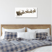 Antiek Sepia Santa Sleigh Rendieren Canvas Afdruk (Insitu (Slaapkamer))