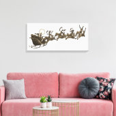 Antiek Sepia Santa Sleigh Rendieren Canvas Afdruk (Insitu (Woonkamer))