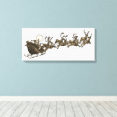 Antiek Sepia Santa Sleigh Rendieren Canvas Afdruk (Insitu (Houten vloer))