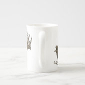  Antiek Sepia Santa Sleigh Rendieren Porselein Kop (Achterkant)