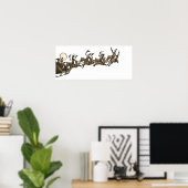  Antiek Sepia Santa Sleigh Rendieren Poster (Thuiskantoor)