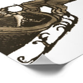  Antiek Sepia Santa Sleigh Rendieren Poster (Hoek)