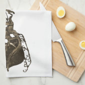  Antiek Sepia Santa Sleigh Rendieren Theedoek (Quarter Fold)