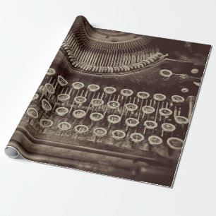Antiek Sepia Tone Oude typemachine Cadeaupapier