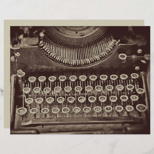  Antiek Sepia Tone Typewriter Decoupage (Voorkant / Achterkant)