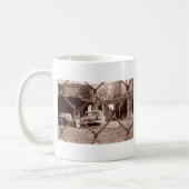 antiek sepia toonauto afbeelding koffiemok (Links)