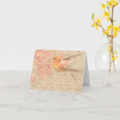 Antiek Shabby Chic Script & Bird Floral Kaart (Gele Bloem)