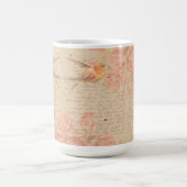  Antiek Shabby Chic Script & Bird Floral Koffiemok (Center)