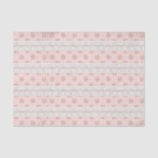Antiek Shabby-roze rozen en lijfpapier Tissuepapier (Voorkant)