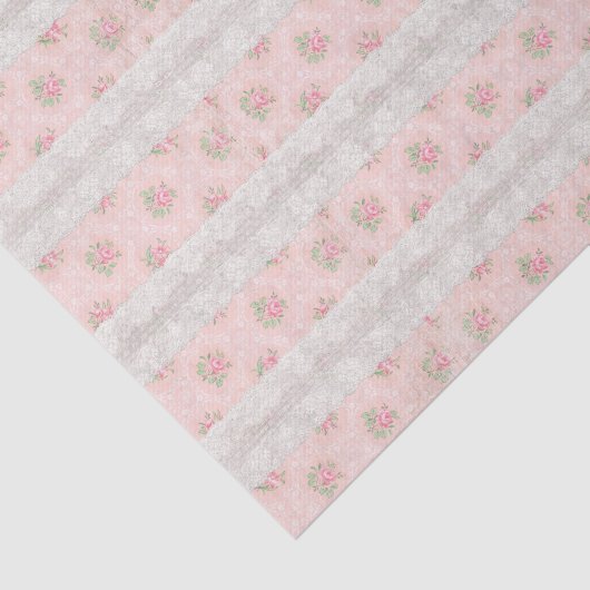Antiek Shabby-roze rozen en lijfpapier Tissuepapier (Detail)
