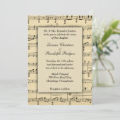 Antiek Sheet Music Wedding Uitnodiging (Staand voorkant)