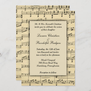 Antiek Sheet Music Wedding Uitnodiging