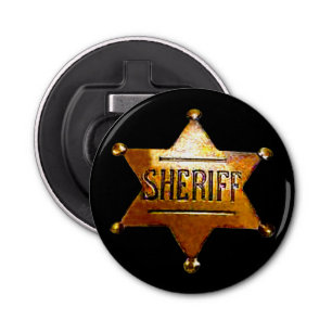 Antiek Sheriff's Badge Button Flesopener