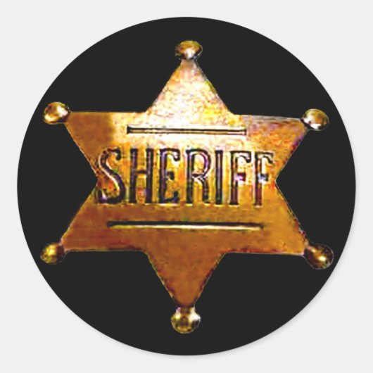 Antiek Sheriff's Badge Ronde Sticker (Voorkant)