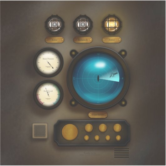 Antiek Ship Control Panel Retro Steampunk Grunge Sticker (Voorkant)