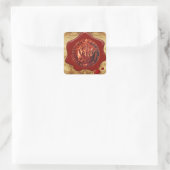 ANTIEK SHIP RED WAX SEAL PARCHCHMENT VIERKANTE STICKER (Tas)