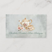 Antiek Shop Ivoren theepot & Engelse rozen Visitekaartje (Voorkant)