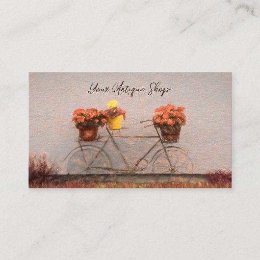  Antiek Shop Rustiek Land Bloemen Fiets Visitekaartje (Voorkant)