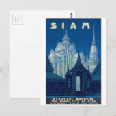 Antiek Siam Bangkok Temples Reisposter Briefkaart (Voorkant / Achterkant)