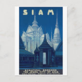 Antiek Siam Bangkok Temples Reisposter Briefkaart (Voorkant)