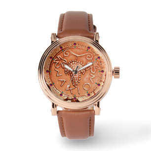 ANTIEK SICILIË MUNT ROOD BRUINE DRUIVEN, DRUIVENWI HORLOGE