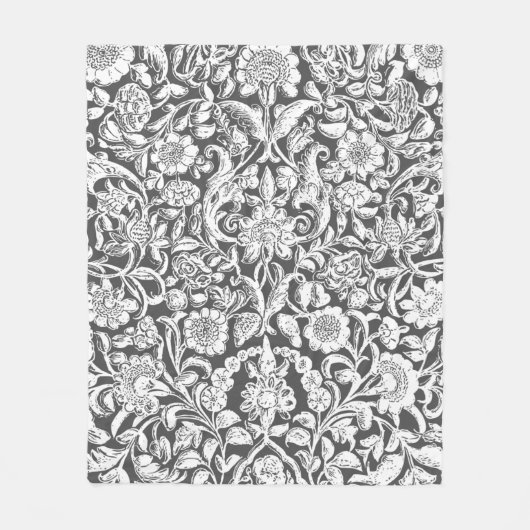 Antiek sierbloem, grijs fleece deken (Voorkant)