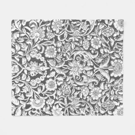 Antiek sierbloem, grijs fleece deken (Voorkant (Horizontaal))