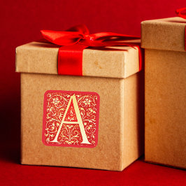 Antiek sierlijk monogram - hoofdletter A Vierkante Sticker