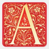 Antiek sierlijk monogram - hoofdletter A Vierkante Sticker (Voorkant)