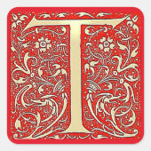 Antiek sierlijk monogram - hoofdletter T Vierkante Sticker (Voorkant)
