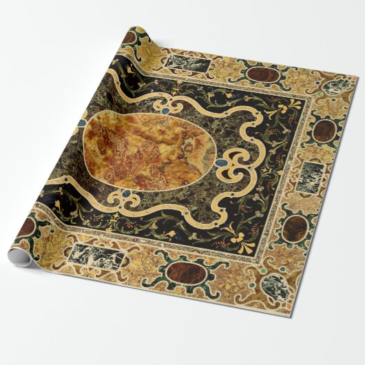 Antiek sierlijke Italiaans edelsteenpatroon Cadeaupapier (Uitgerold)