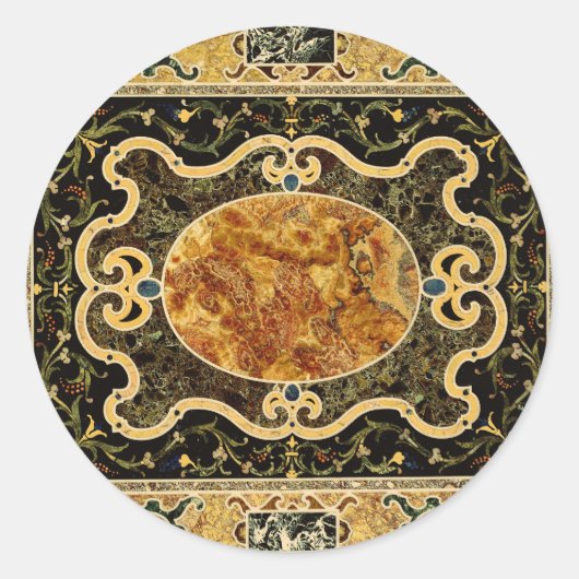 Antiek sierlijke Italiaans edelsteenpatroon Ronde Sticker (Voorkant)