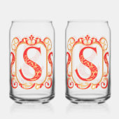 Antiek siermonogram - Capital S Blikvorm Glas (Voorkant)