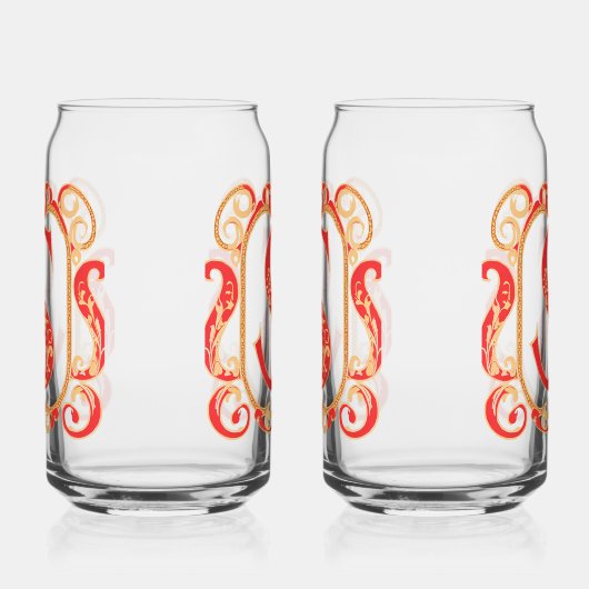 Antiek siermonogram - Capital S Blikvorm Glas (Links)