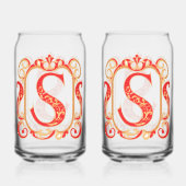 Antiek siermonogram - Capital S Blikvorm Glas (Achterkant)