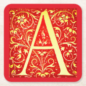 Antiek siermonogram - hoofdletter A Kartonnen Onderzetters (Voorkant)