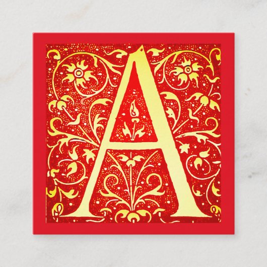 Antiek siermonogram - hoofdletter A Vierkante Visitekaartje (Voorkant)