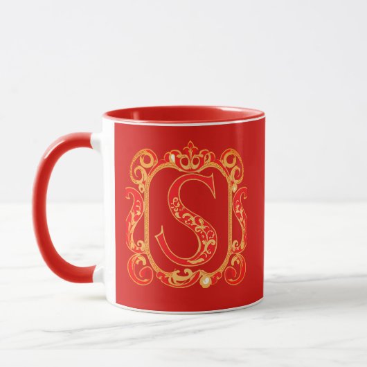 Antiek siermonogram - hoofdletter S Mok (Links)