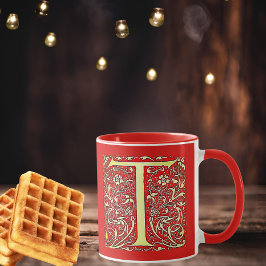 Antiek siermonogram - kapitaal T Mok