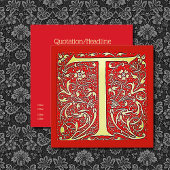 Antiek siermonogram - kapitaal T Vierkante Visitekaartje