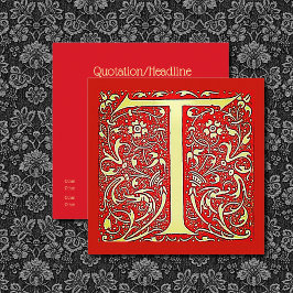 Antiek siermonogram - kapitaal T Vierkante Visitekaartje