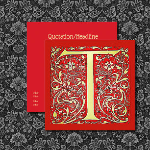 Antiek siermonogram - kapitaal T Vierkante Visitekaartje