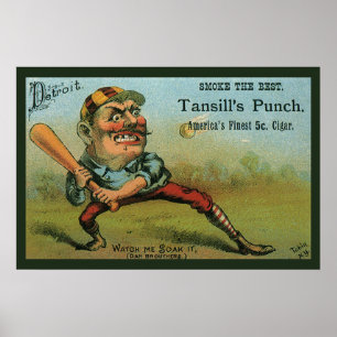 Antiek Sigarettenlabel, Sport Honkbal Tansill Punc Poster