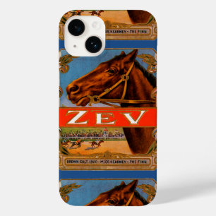 Antiek Sigarettenlabel, Zev Renpaarden Bruine Heng Case-Mate iPhone 14 Hoesje