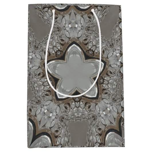 Antiek Silver Grey Kerstster Chic Cooktas Medium Cadeauzakje (Voorkant)