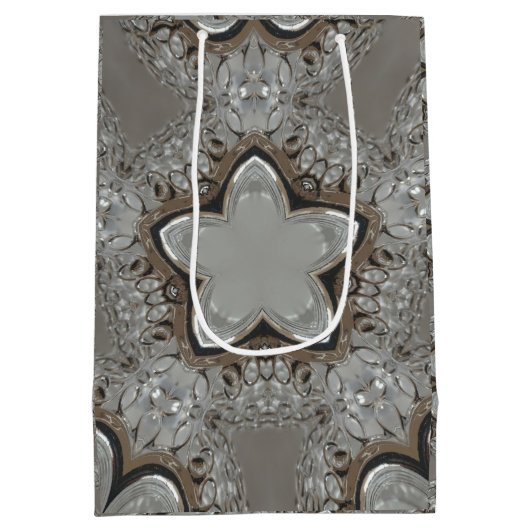 Antiek Silver Grey Kerstster Chic Cooktas Medium Cadeauzakje (Achterkant)