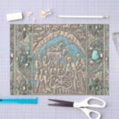 Antiek Silver Turquoise Pareltjes Natitivity Scene Tissuepapier (Craft)
