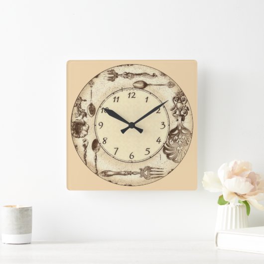 Antiek Silverware Vierkante Klok (Huis)