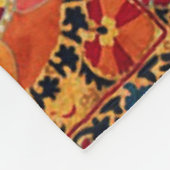 ANTIEK SINAASAPPEL ROOD WIT BLOEMIG OEZBEEKS BORDU FLEECE DEKEN (Hoek)