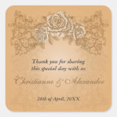 Antiek Sinaasappel Rozen Bruiloft Sticker (Voorkant)